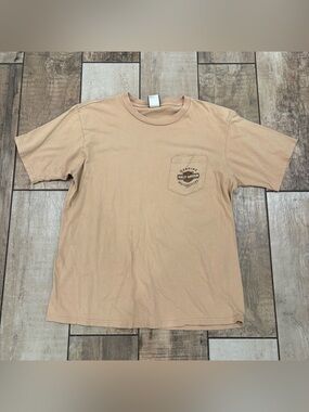 VTG Y2K 2007 Harley Davidson tan pocket t-shirt British Columbia size XL